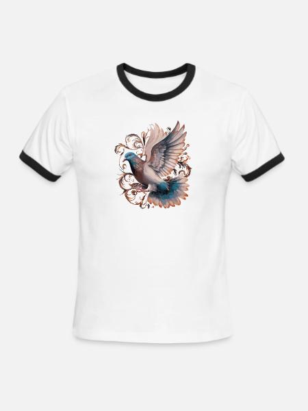 Beautiful Artistic Flying Pigeon Pigeon fancier - Men's Ringer T-Shirt - white/black