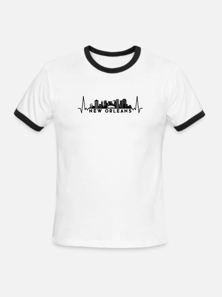 Heartbeat Skyline USA New-Orleans - Men's Ringer T-Shirt - white/black