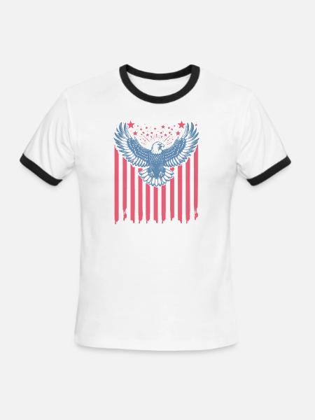 Eagle America - Men's Ringer T-Shirt - white/black
