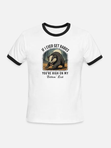 Funny Rabies Raccoon Saying Design Quote - Men's Ringer T-Shirt - white/black