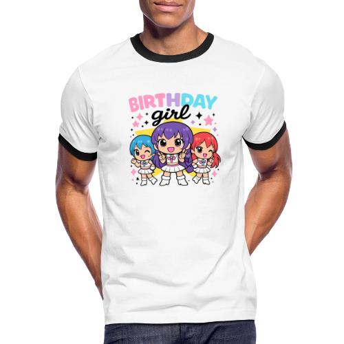 Cute Chibi Birthday Idol Girls - Men's Ringer T-Shirt