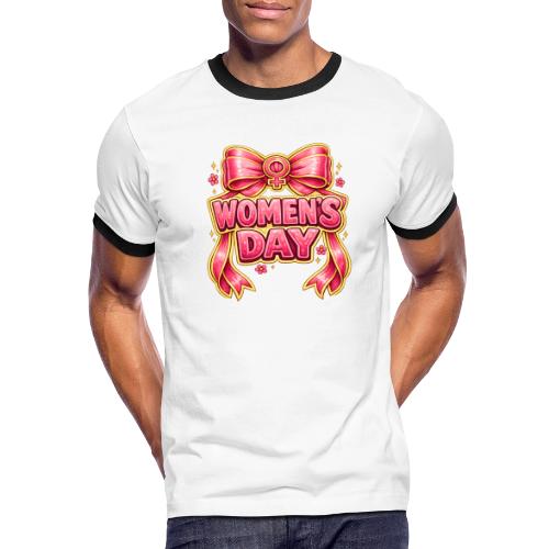 Cute Pink Bow Women’s Day Feminist Symbol - Men's Ringer T-Shirt