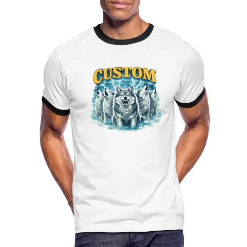 Custom Wolf Pack Howling Moon Vintage Wilderness - Men's Ringer T-Shirt