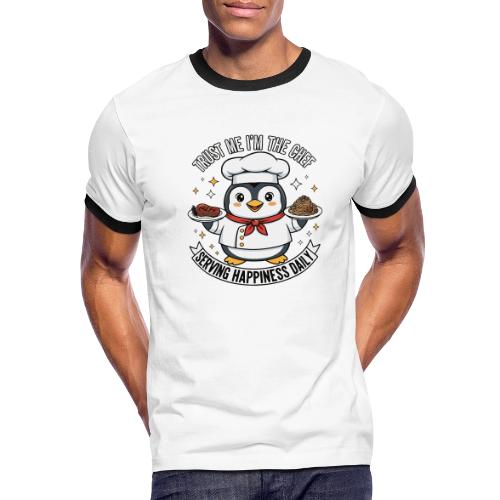 cute Penguin Chef-Funny Cartoon Daily Happiness - Men's Ringer T-Shirt