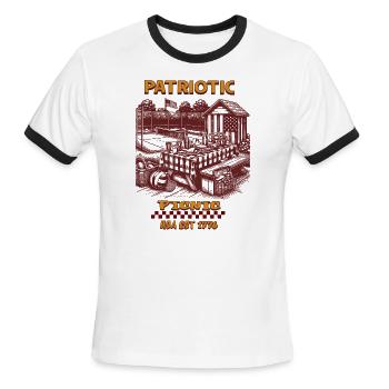 Picnic by the Pickleball Court - Men's Ringer T-Shirt - white/black - Front - Jackson (183cm)