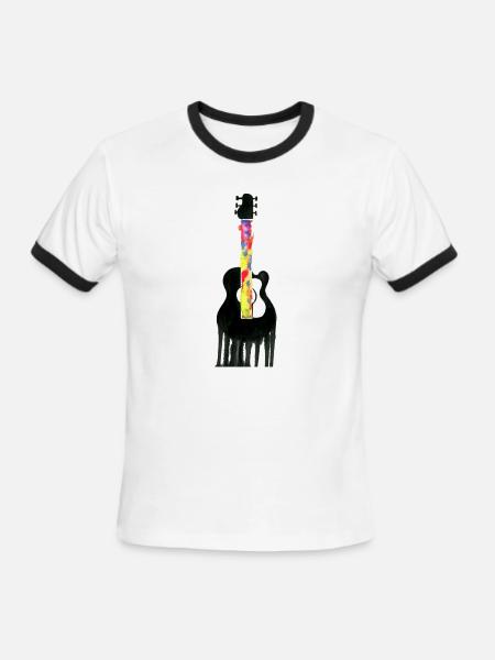 Guitar Flows - Men's Ringer T-Shirt - white/black
