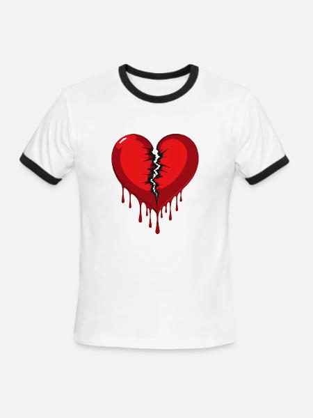 broken heart - Men's Ringer T-Shirt - white/black