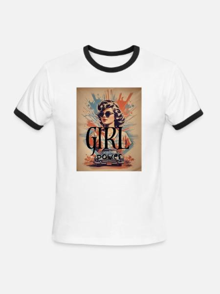 GIRL Power Retro Ride - Men's Ringer T-Shirt - white/black
