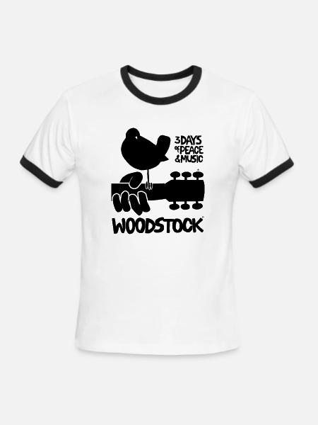 Woodstock Logo Black 3 Days Of Peace & Music - Men's Ringer T-Shirt - white/black
