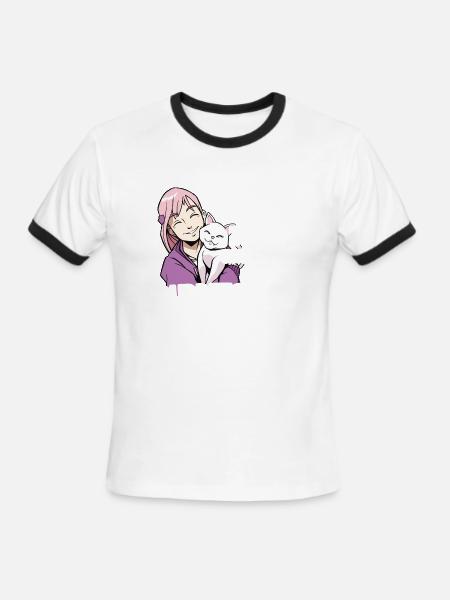 Cat cat lovers cat face - Men's Ringer T-Shirt - white/black
