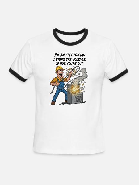 Funny Electrician Voltage Humor Design - Men's Ringer T-Shirt - white/black