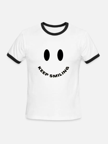 Keep smiling tshit - Men's Ringer T-Shirt - white/black