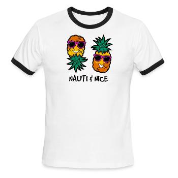 NAUTI AND NICE - Men's Ringer T-Shirt - white/black - Front - Jackson (183cm)