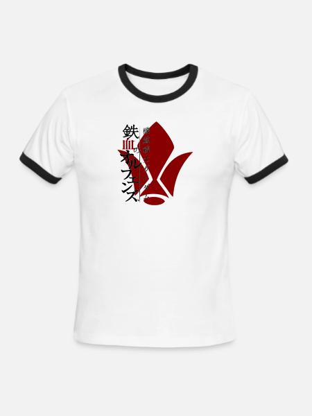 Tekkadan The IRon Flower Gundam Barbatos - Men's Ringer T-Shirt - white/black