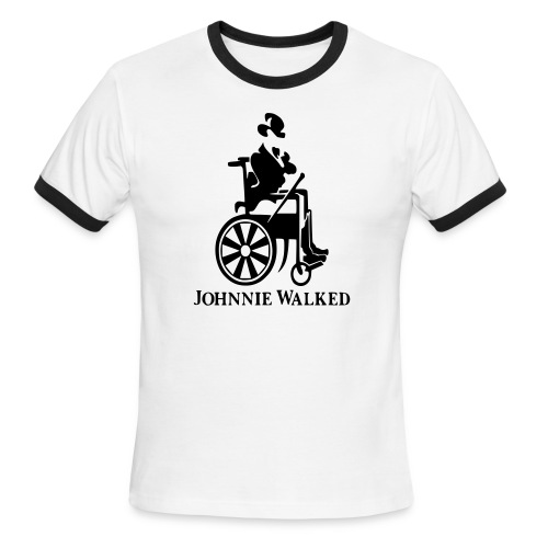 Johnnie Walked, Wheelchair fun, whiskey and roller - Men's Ringer T-Shirt