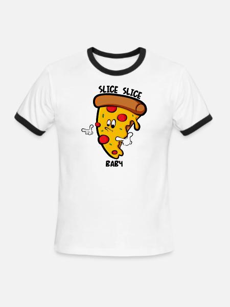 Pizza By The Slice - Men's Ringer T-Shirt - white/black