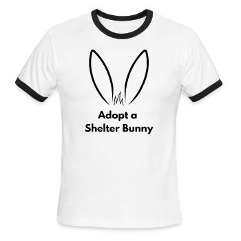 Adopt a Shelter Bunny | Rabbit Ears - Men's Ringer T-Shirt - white/black - Front - Jackson (183cm)