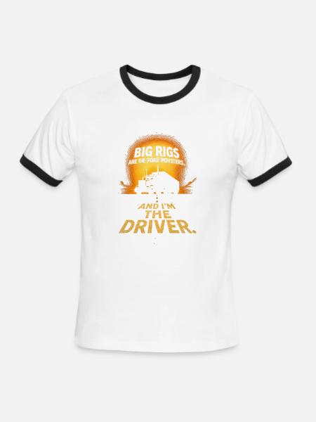 Big Rigs Road Monsters Driver - Men's Ringer T-Shirt - white/black