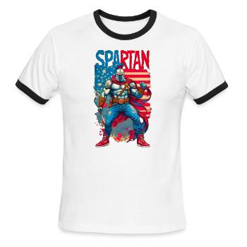 SPARTAN - Men's Ringer T-Shirt - white/black - Front - Jackson (183cm)