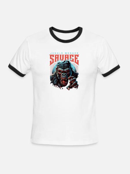 Customizable Savage Beast - Men's Ringer T-Shirt - white/black