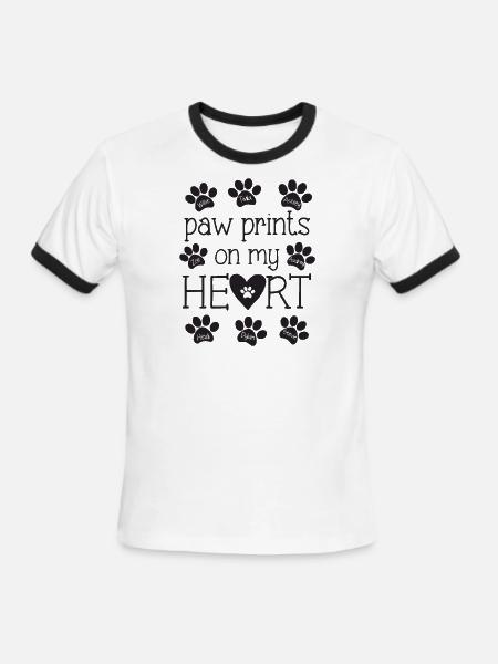 Pawprint Heart - Men's Ringer T-Shirt - white/black