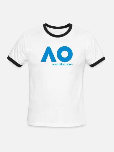 australian open logo - Men's Ringer T-Shirt - white/black