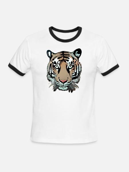 Tiger head Illustration - Men's Ringer T-Shirt - white/black