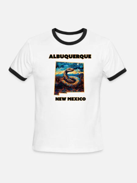 New Mexico - Rattlesnake - Men's Ringer T-Shirt - white/black