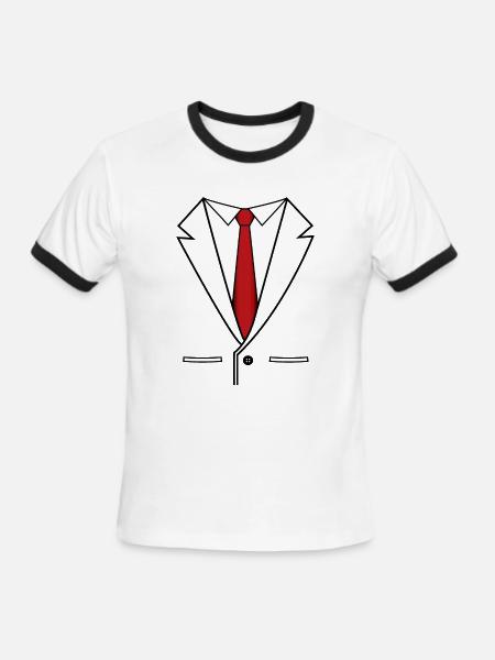 Business Suit With Red Tie - Men's Ringer T-Shirt - white/black