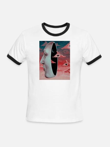 Surrealism Girl - Men's Ringer T-Shirt - white/black