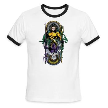 Aquaman Film Aquaman Sea King - Men's Ringer T-Shirt - white/black - Front - Jackson (183cm)