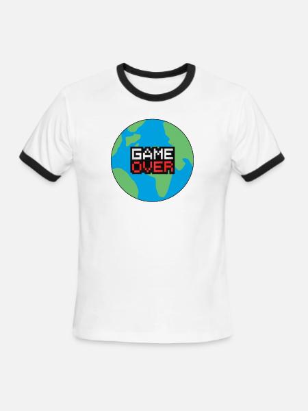 GAME OVER PLANET EARTH - Men's Ringer T-Shirt - white/black