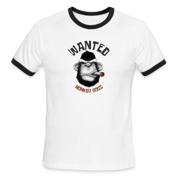 WANTED - Men's Ringer T-Shirt - white/black - Front - Jackson (183cm)
