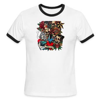 flash art - Men's Ringer T-Shirt - white/black - Front - Jackson (183cm)