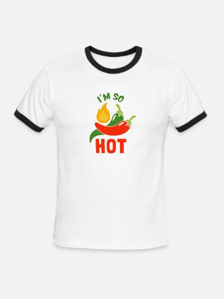 Funny Chili Pepper "I'm So Hot" t-shirt Design - Men's Ringer T-Shirt - white/black