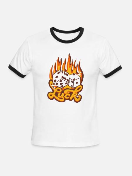Flaming Dice Luck  - Men's Ringer T-Shirt - white/black