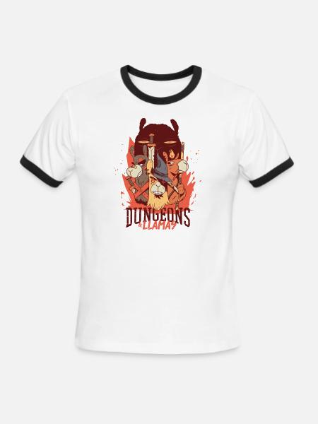 Dungeons And Llamas - Men's Ringer T-Shirt - white/black
