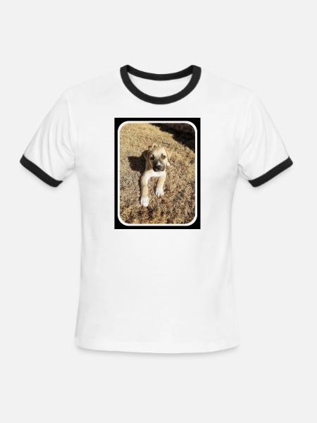 Puppy Curtness overload - Men's Ringer T-Shirt - white/black