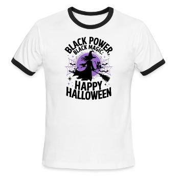 Black Power Black Magic: Happy Halloween - Men's Ringer T-Shirt - white/black - Front - Jackson (183cm)
