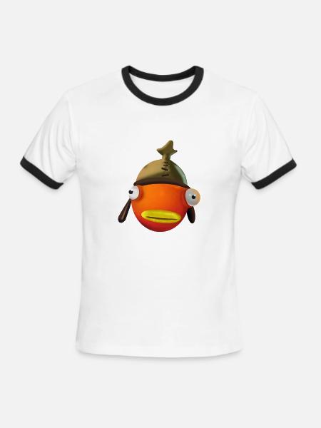 Fish face cartoon - Men's Ringer T-Shirt - white/black