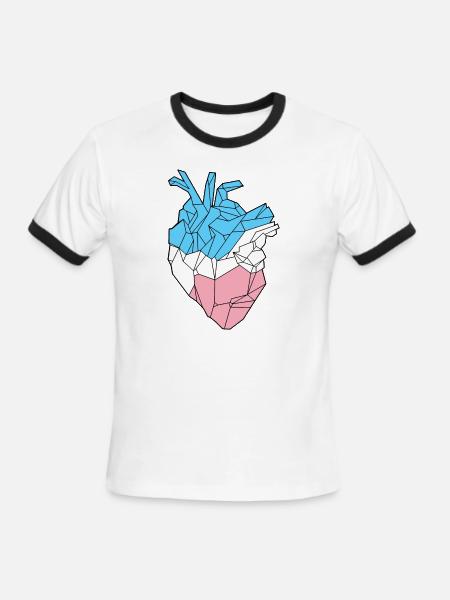 Trans Heart - Men's Ringer T-Shirt - white/black