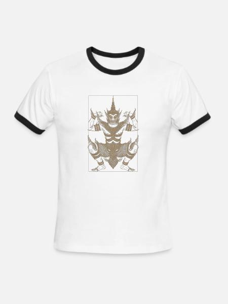 Golden Deva Guardian Mandala - Men's Ringer T-Shirt - white/black