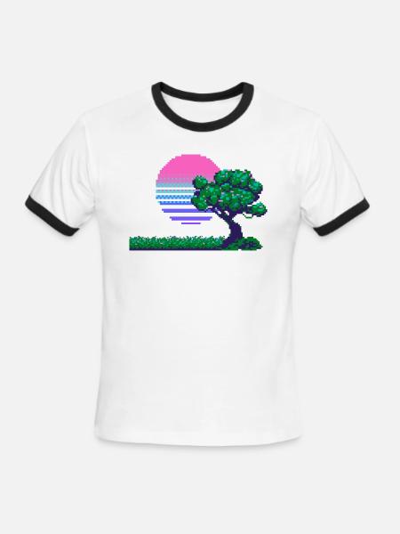 Pixel Serenity - Men's Ringer T-Shirt - white/black