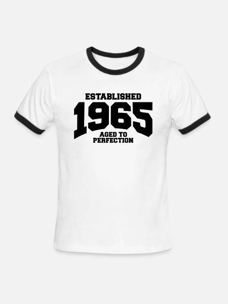 aged to perfection established 1965 - Men's Ringer T-Shirt - white/black