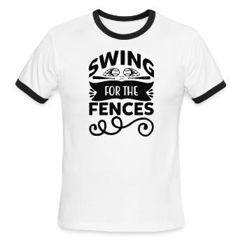 Balançoire pour les clôtures - T-shirt à bandes contrastées pour hommes   - blanc/noir - Devant - Jackson (183cm)