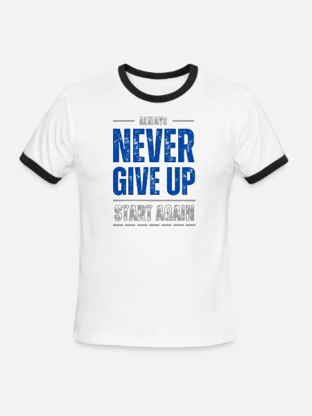 Never give up 2 - Men's Ringer T-Shirt - white/black