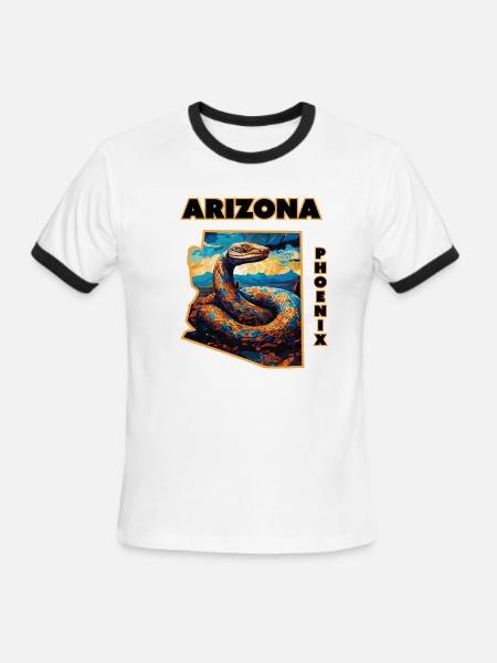 Arizona Wildlife - Rattlesnake - Men's Ringer T-Shirt - white/black