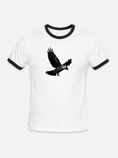 Raven landing - Men's Ringer T-Shirt - white/black