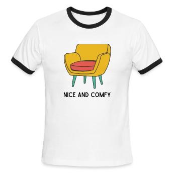 NICE AND COMFY - Men's Ringer T-Shirt - white/black - Front - Jackson (183cm)
