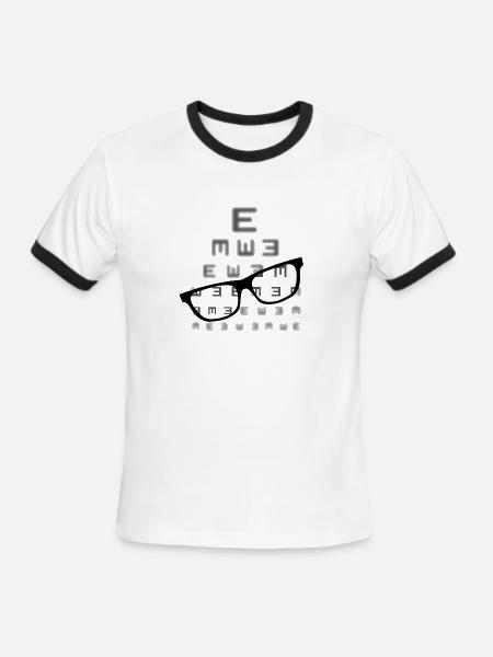 Vision screening with glasses - Men's Ringer T-Shirt - white/black